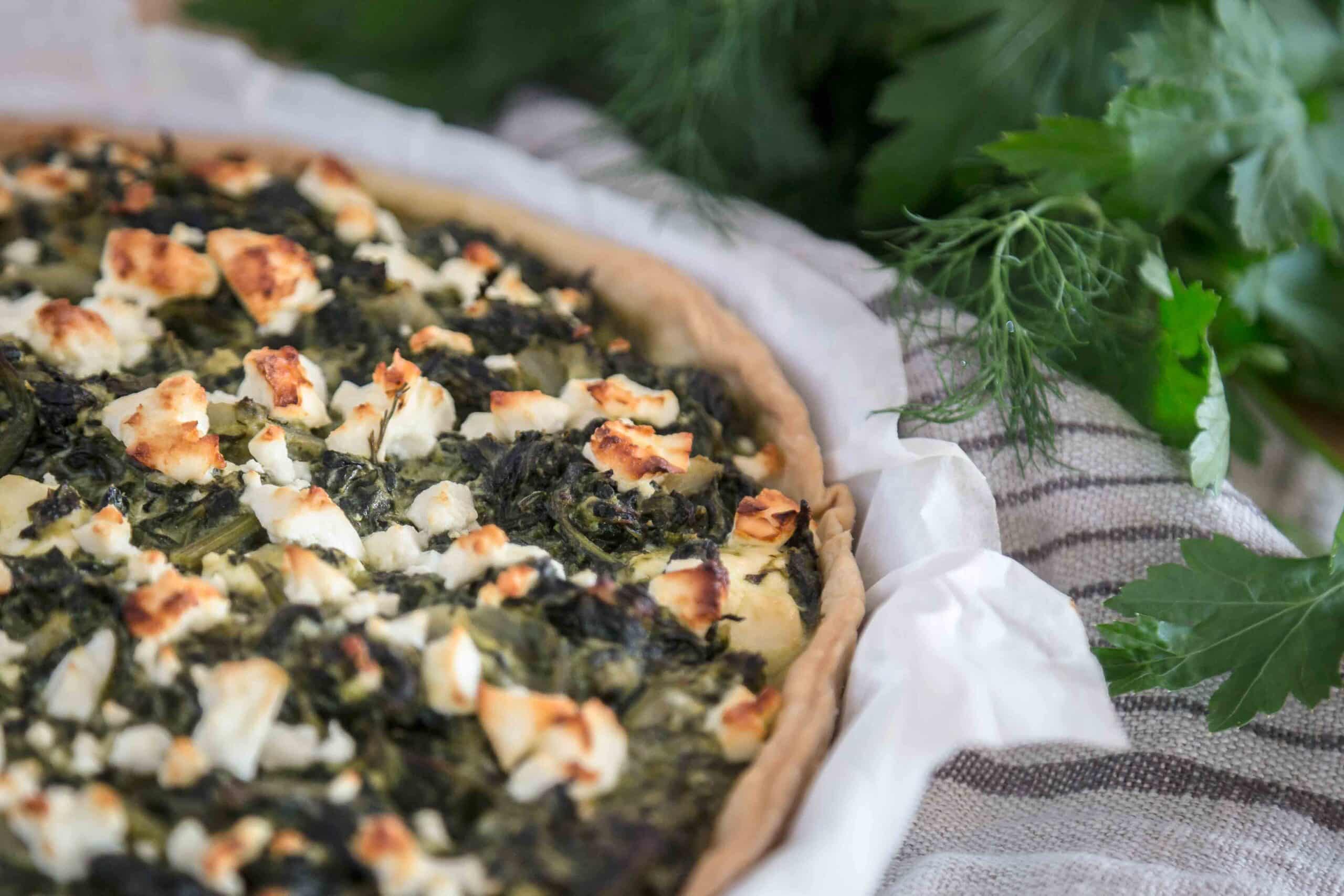 Tarte épinards fêta aux herbes fraîches
