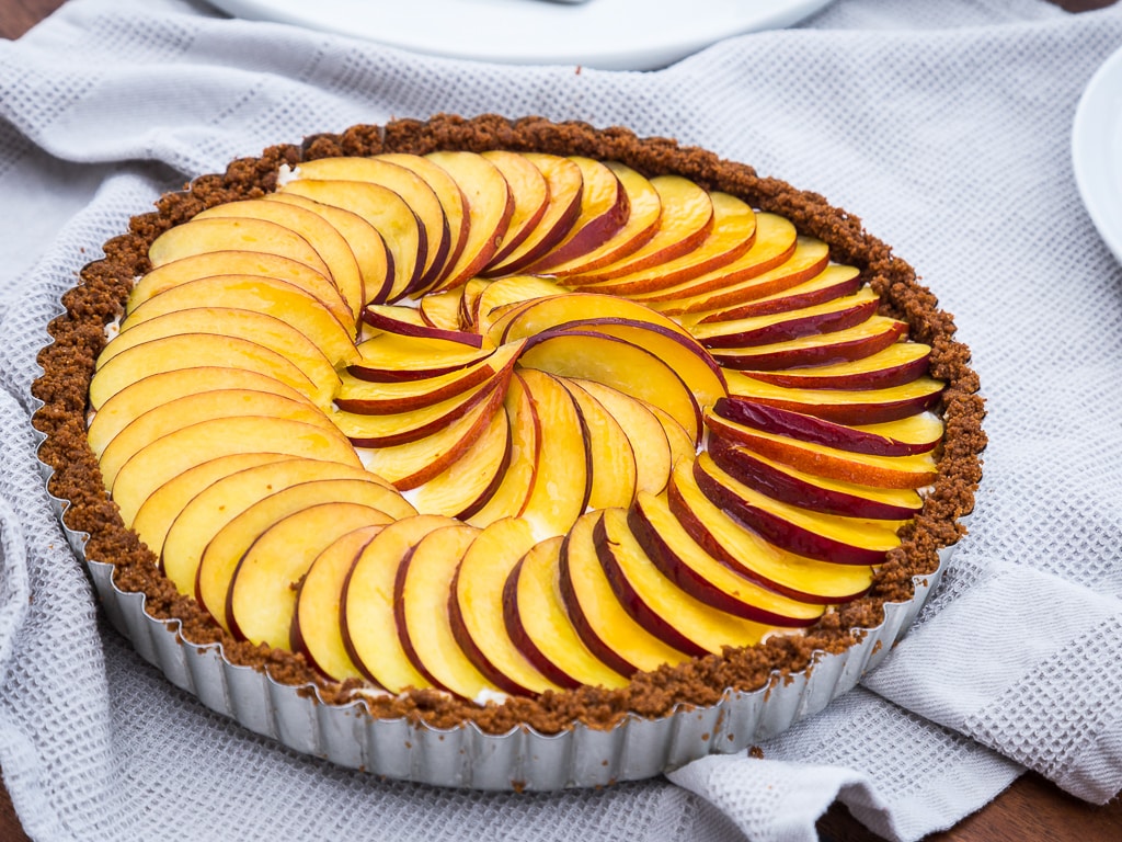 Une recette de tarte à la nectarine façon cheesecake !