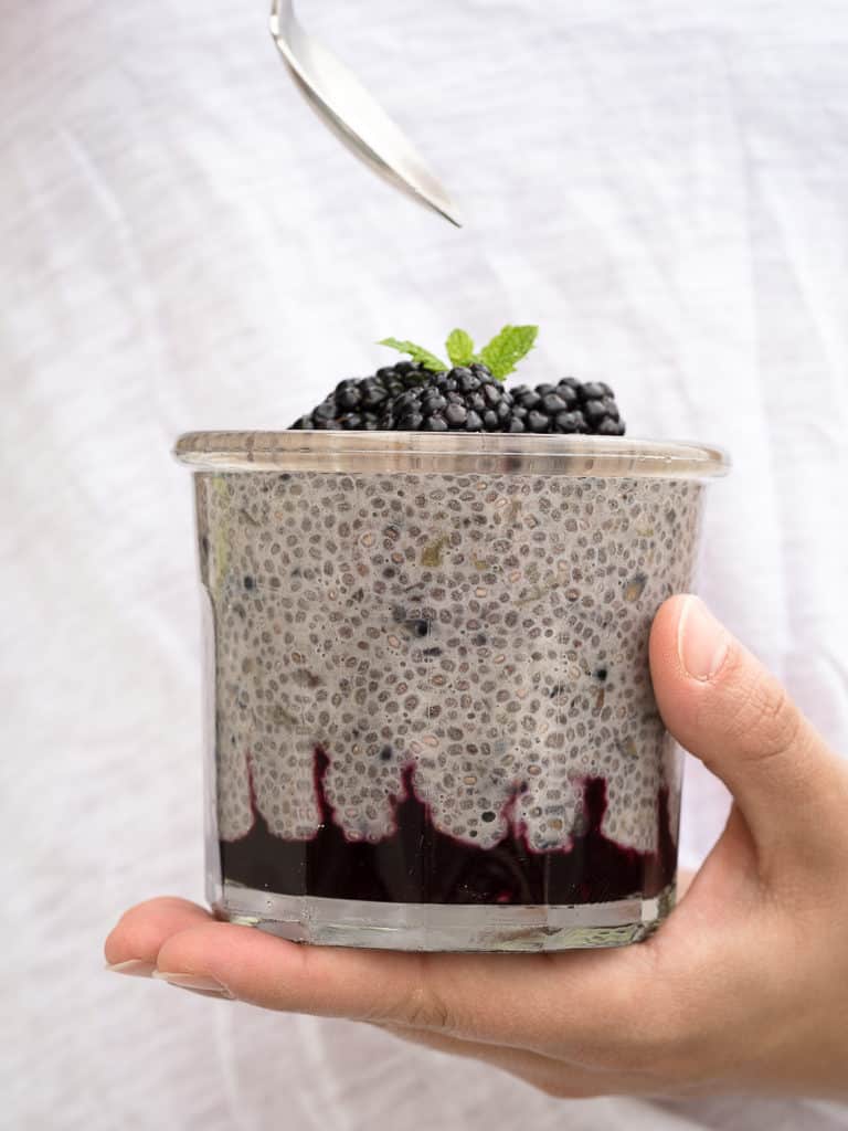 Le chia pudding, vous connaissez ? Idéal pour un petit-déjeuner sain et rapide, il est vegan et sans gluten ! Voici une recette avec des bonnes mures, à adapter selon vos envies :)