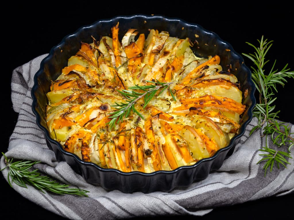 Une recette de gratin végétarien avec une délicieuse association : le potimarron et le fenouil ! Un délice sans gluten !
