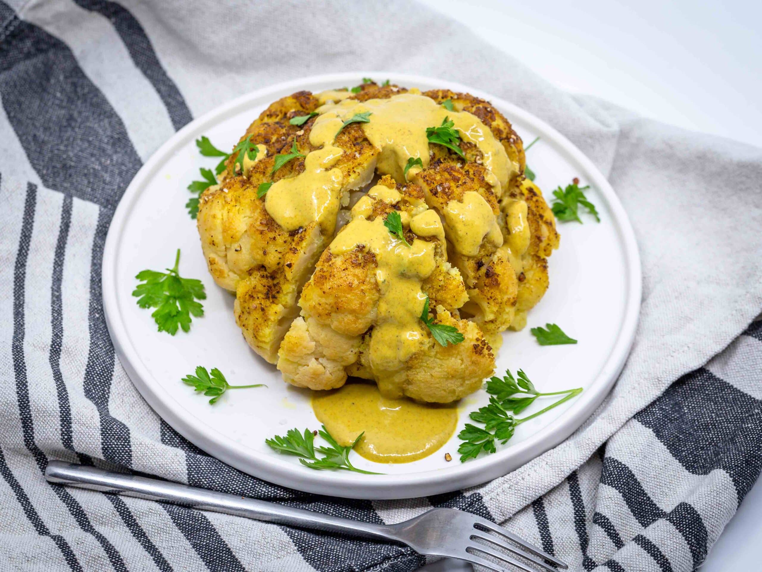Chou Fleur rôti Sauce au Tahini (Vegan et Sans Gluten)