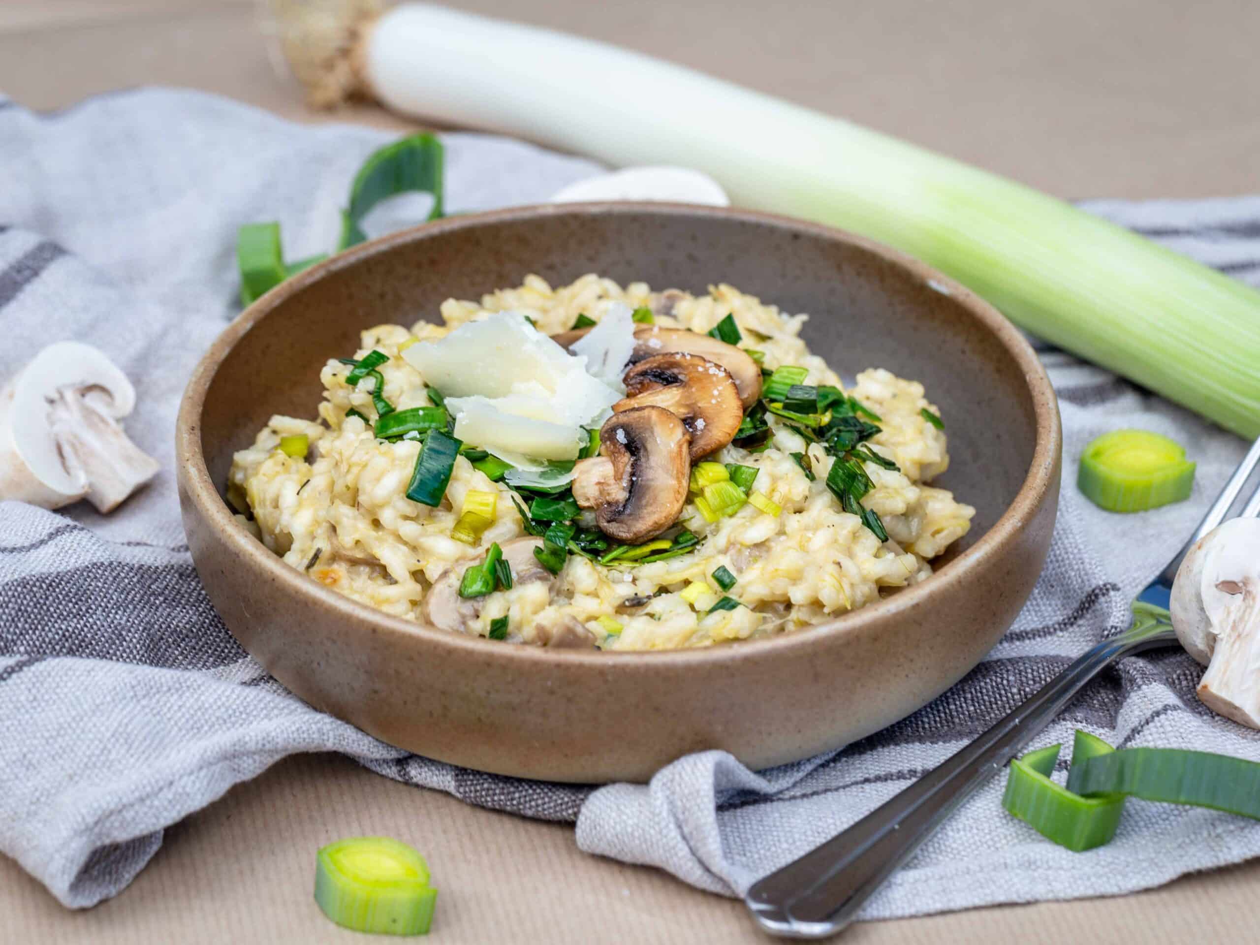 Risotto aux Poireaux et Champignons de paris