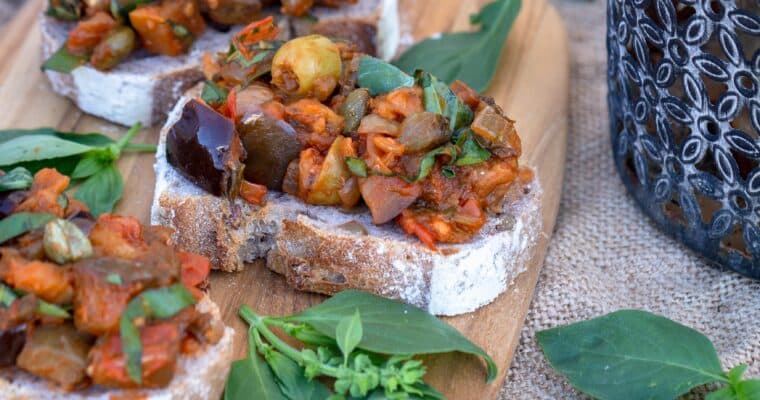 Caponata – Salade Sicilienne d’Aubergines et de Câpres (Vegan et Sans Gluten)