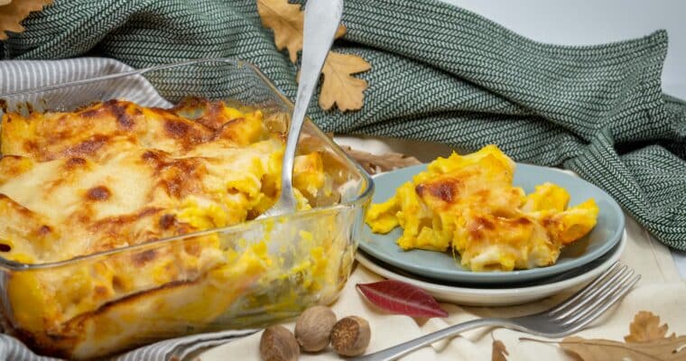 Gratin de Pâtes Végétarien à la Courge et sa Béchamel au Parmesan