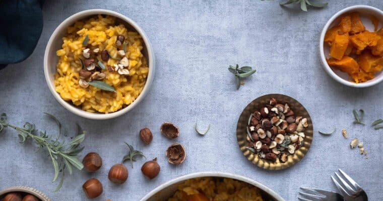 Risotto Vegan à la Courge Butternut et aux Noisettes