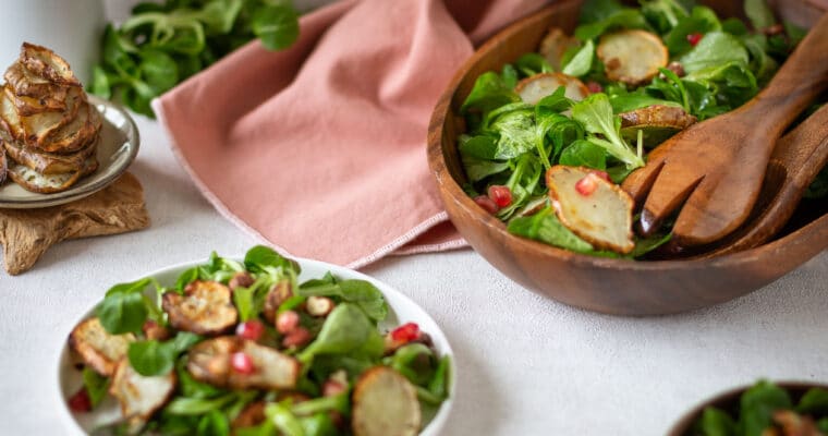 Salade d’hiver de Mâche et Topinambours Rôtis (Vegan et Sans Gluten)