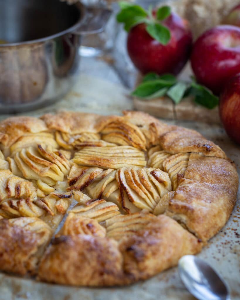 Simple et délicieuse, voici notre définition de la tarte aux pommes rustique par excellence. Une pâte brisée sucrée, des pommes fondantes et légèrement caramélisées, un véritable bonheur !