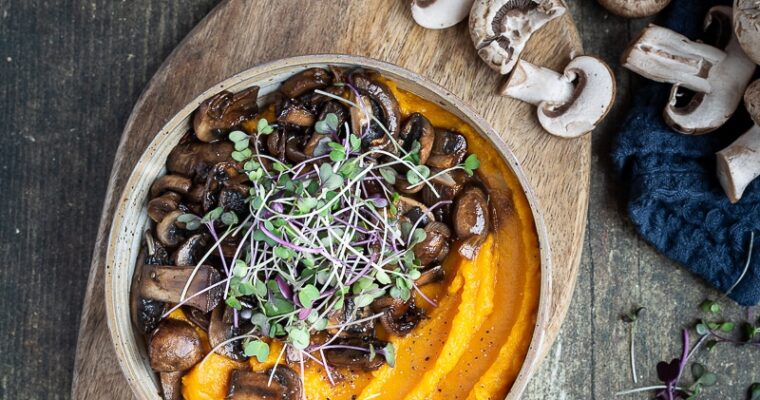 Purée de Courge et ses Champignons à la Sauce Soja (Vegan, Sans Gluten)