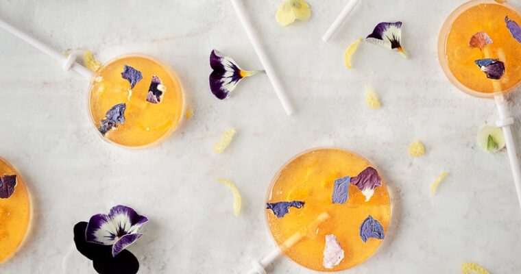 Sucettes au Miel de Tilleul, Fleurs, Citron et Gingembre