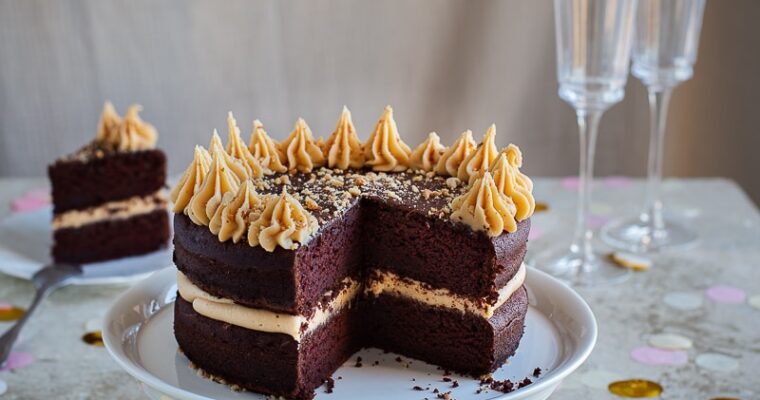 Layer Cake Chocolat et Crème au Beurre de Cacahuète