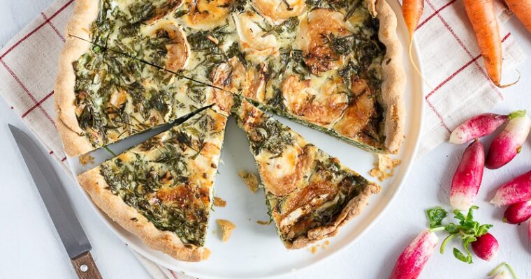 Quiche chèvre et fanes de légumes