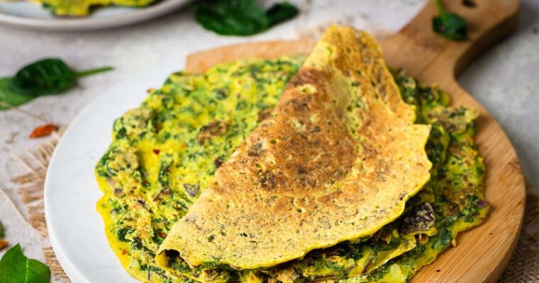 Crêpes épinards farine de pois chiches