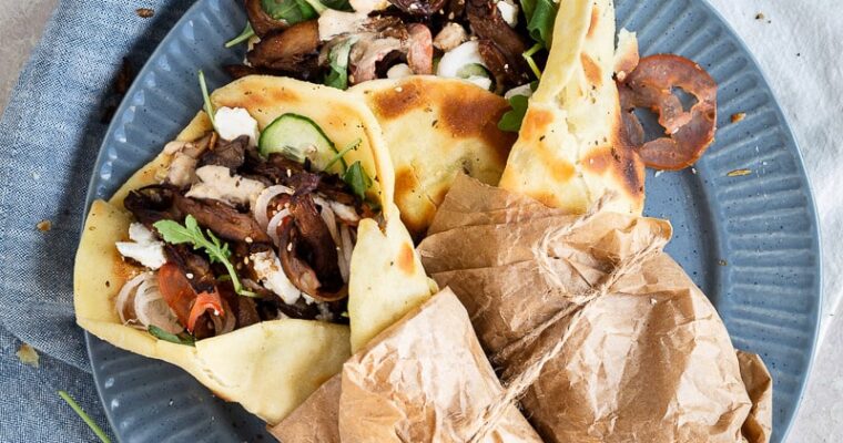 Gyros aux pleurotes sauce tahini et miel