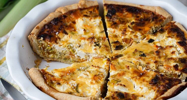 Quiche poireaux patate douce et chèvre frais