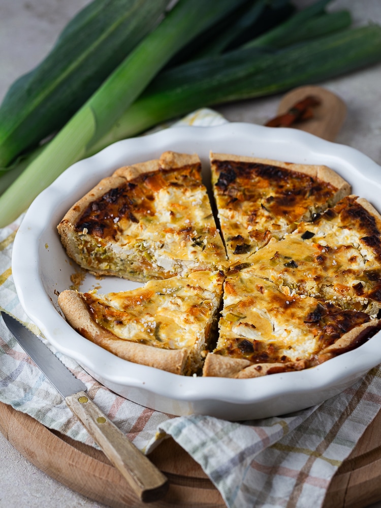 Quiche poireaux patate douce et chèvre frais
