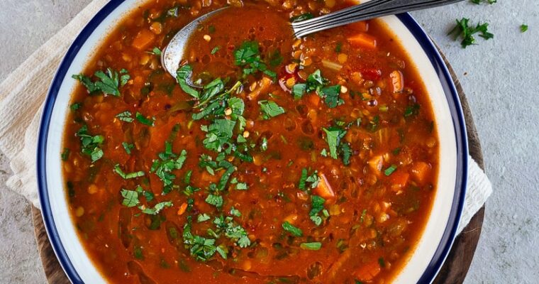 Soupe aux deux lentilles et ras al hanout