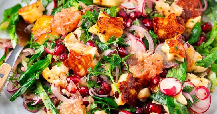 Winter Salad with Halloumi and Grapefruit