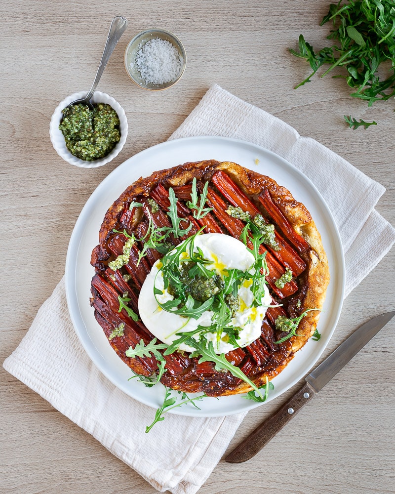 Tatin de carottes au miel, balsamique et burrata facile et fraiche