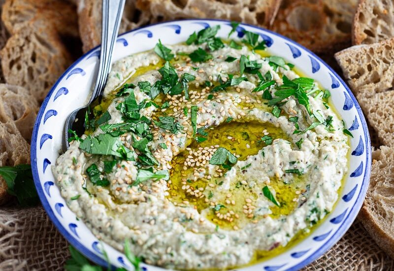 Baba Ganoush, Creamy Roasted Eggplant Dip with Tahini
