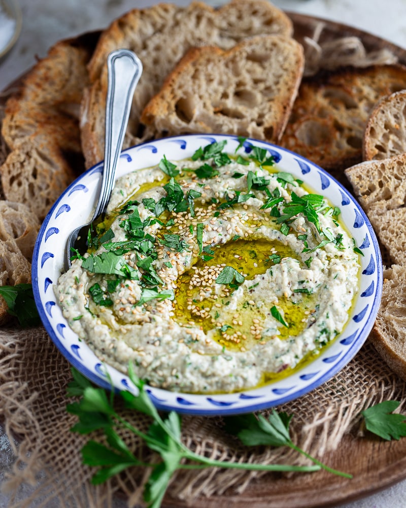 Baba Ganoush, Creamy Roasted Eggplant Dip with Tahini