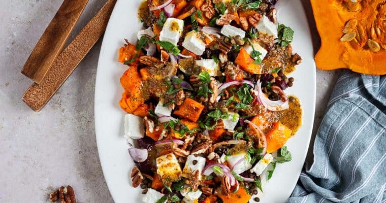 Salade de potimarron, betterave et lentilles : une assiette d’automne complète et colorée