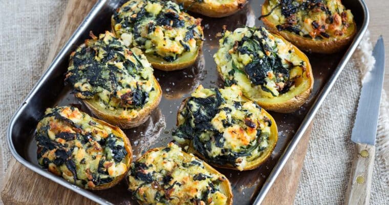 Pommes de terre farcies épinards et feta : simples, fondantes et pleines de goût